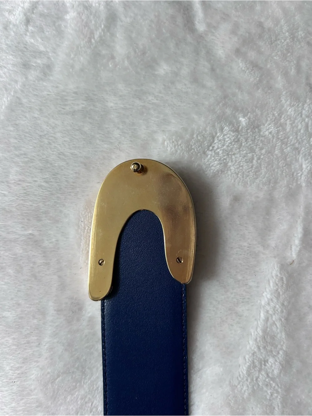 Vintage 80’s/90’s Toledano Genuine Leather Blue Suede Belt Gold Tone Buckle L